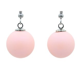 Christmas Earrings - Bauble - Pink - 16mm