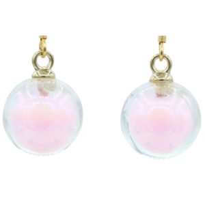 Christmas Earrings - Bauble Globe - Pink - 16mm