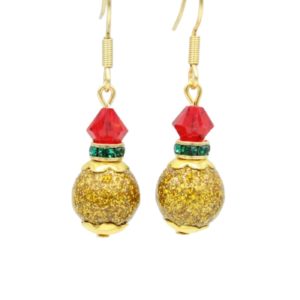 Christmas Bauble Earrings - Glitter Gold