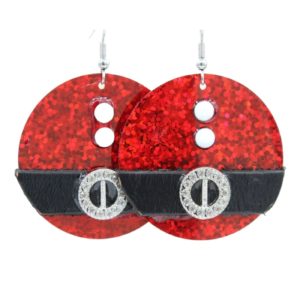 Christmas Earrings - Laser Sequin Santa Jacket - 40mm