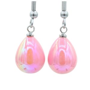 Christmas Earrings - Drop Bauble - Pink AB - 15mm