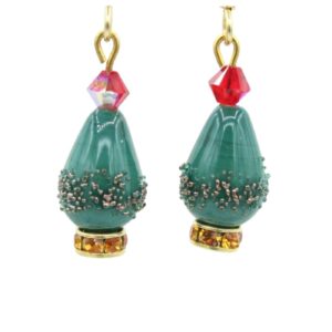 Christmas Earrings - Czech / Crystal Tree - Green - 20mm