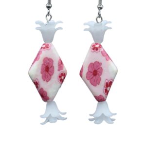 Christmas Earrings - Candy Strawberry Cream - 48mm