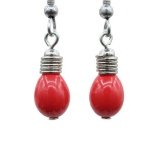 Christmas Earrings - Fairy Lights - Red - 17mm