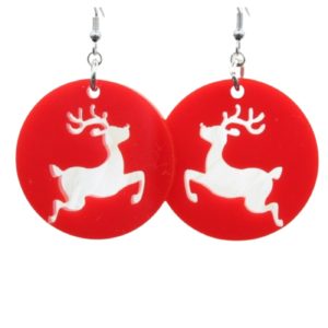 Christmas Earrings - Acrylic Reindeer Cutout - 40mm