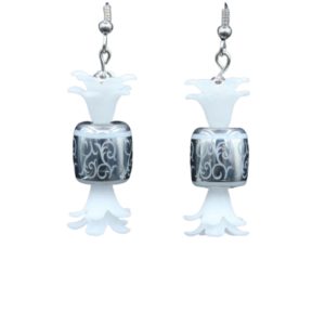 Christmas Earrings - Lolly - Tinsel Silver - 33mm