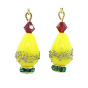 Christmas Earrings - Czech / Crystal Tree - Yellow - 20mm
