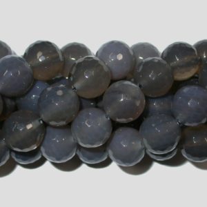 Agate - 14mm Round Faceted - Slate - 38cm Strand