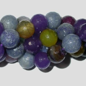 Agate - 12mm Round Faceted - Purple Mix - 36cm Strand