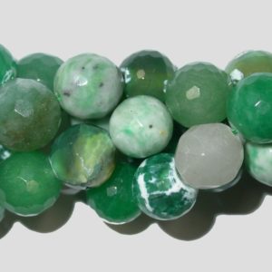 Agate - 12mm Round Faceted - Green - 36cm Strand