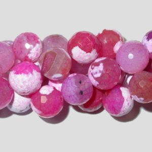 Agate - 12mm Round Faceted - Pink - 36cm Strand