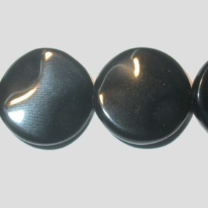 Black Stone - 15mm Twist Coin - 38cm Strand