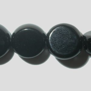 Black Stone - 9 to 10mm Coin Shape - 38cm Strand