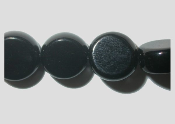 Black Stone - 9 to 10mm Coin Shape - 38cm Strand