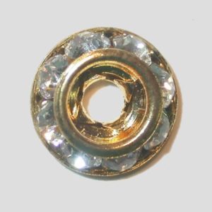 Rondelle Button - 8mm - Crystal / Gold