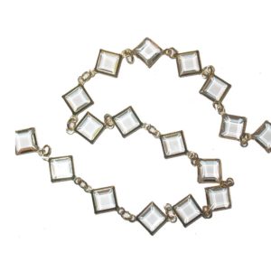 8mm Diamond Link Chain - Clear - Price per cm