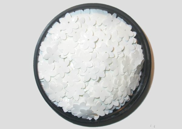 Flower - 6 Petal - 15mm - White Opaque - Price per gram