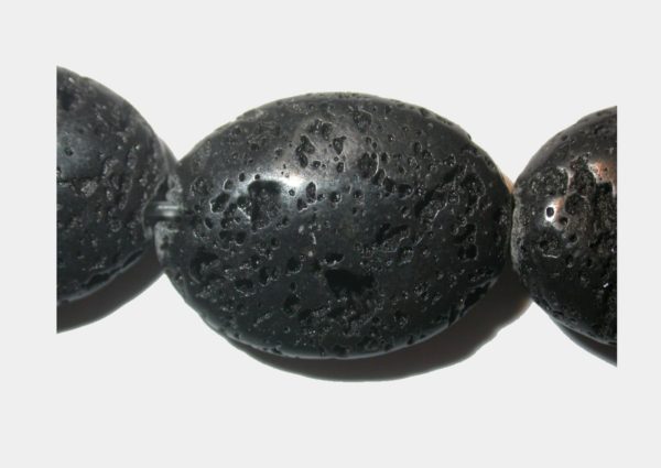 Lava Stone - Black - 22 x 16mm Oval - 42cm Strand