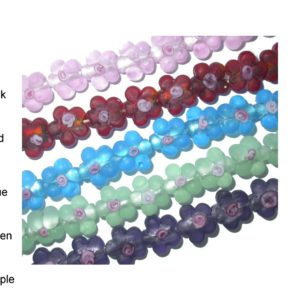 Puffy Foil Flower - 12mm - Frosted Colours - 39cm Strand