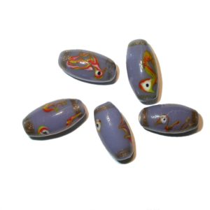 Oval - 25 x 15mm Purple with Pattern
