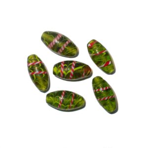Oval - 30 x 16mm Olive Colour with Pattern