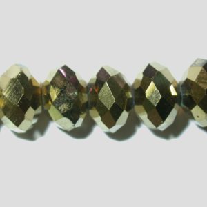 Rondelle - Faceted - 4 x 3mm - Gold Metal - 33cm Strand