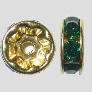 Rondelle - 8mm - Emerald / Gold