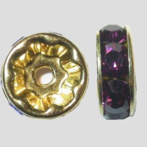 Rondelle - 8mm - Amethyst / Gold