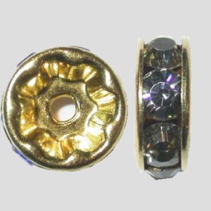 Rondelle - 8mm - Black Diamond / Gold