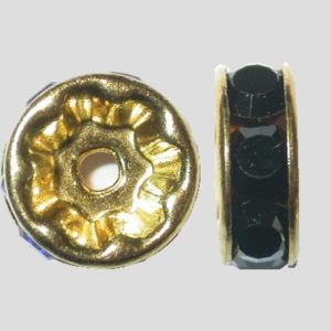 Rondelle - 8mm - Jet / Gold