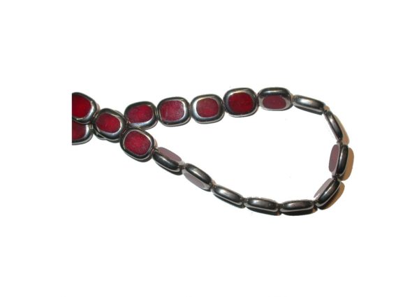 14 x 12mm Flat Oval With Silver Surround - 32cm Strand