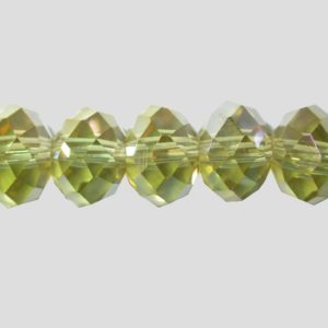 Rondelle - Faceted - 6 x 4mm - Lime - 40cm Strand