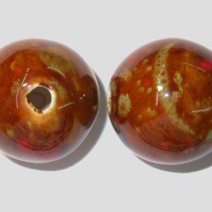 34mm Hand Painted Hollow Bead - C