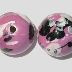 34mm Hand Painted Hollow Bead - D