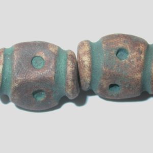 Carved Pottery Beads - 20 x 15mm - 41cm Strand