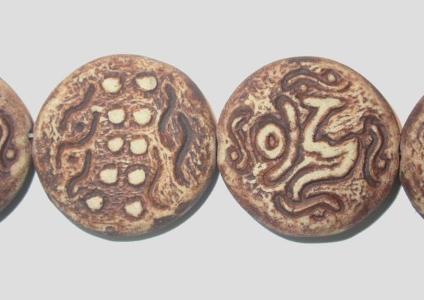 Carved Pottery Beads - 30mm - 39cm Strand