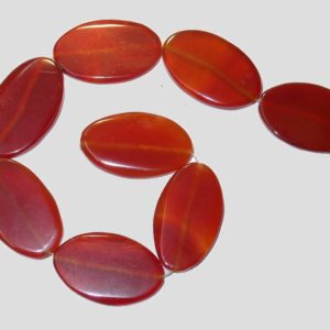 Red Agate - 36 x 21mm Flat Oval - 40cm Strands