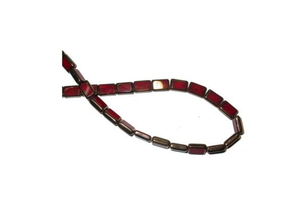 11 x 8mm Flat Rectangle With Bronze Surround - 32cm Strand