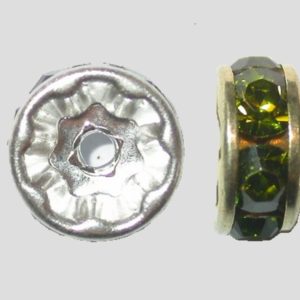 Rondelle - 6mm - Olive / Silver