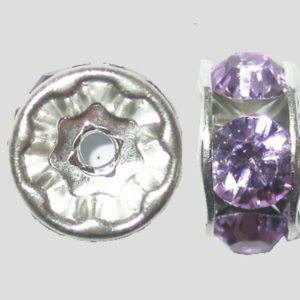Rondelle - 6mm - Violet / Silver