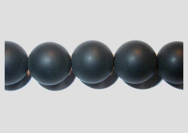 Black Stone - Round - Frost - 16mm - 39cm Strand