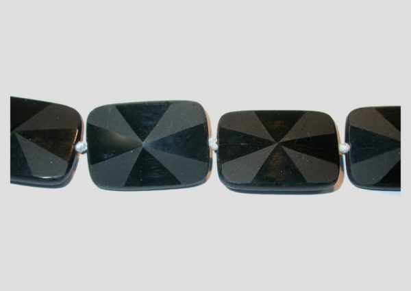 Black Stone - Patterned Rect - 35 x 25mm - 41cm Strand