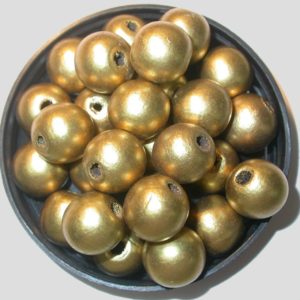 Wood - 16mm - Round - Metallic Gold