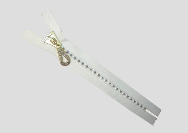 Zipper - 20cm - Closed Ended - Bell Tag - White