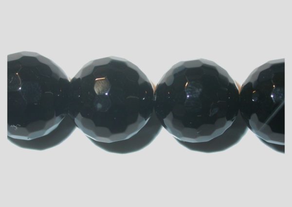 Black Stone - Faceted - 12mm - 19cm Strand