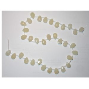 Yellow Jade Faceted Flat Drop - 40cm Strand