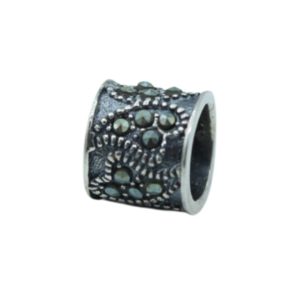 Sterling Silver - Marcasite Barrel Bead - 6 x 8mm
