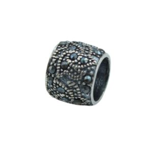 Sterling Silver - Marcasite Barrel Bead - 7 x 8mm