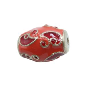 Sterling Silver - Orange Enamel Oval - 16 x 12mm