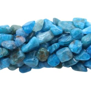 Blue Apatite – 5-8mm Tumblestone – 38cm Strand